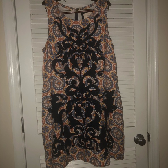 Anthropologie Vanessa Virginia  beige & Navy Country French Shift Dress 16 NWT - Picture 16 of 16